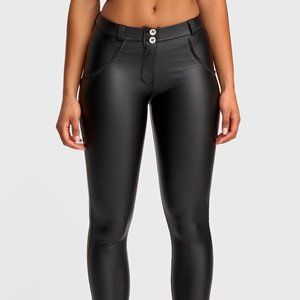 Freddy WR.UP® Faux Leather Mid Rise Black Leggings